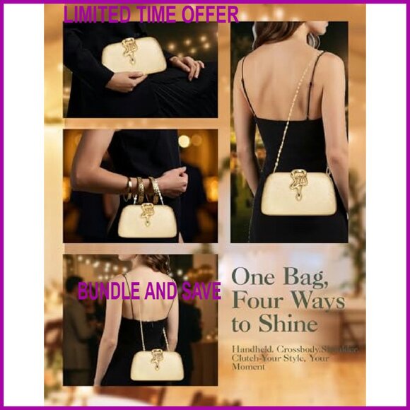 Sparkly Glitter Clutch Purse Convertible Chains Evening Bag Handheld Shoulder